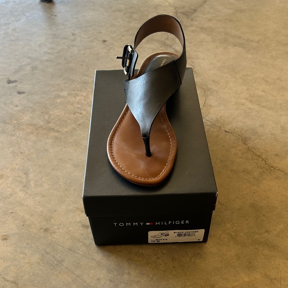 Tommy Hilfiger Black and Tan Women's Sandals